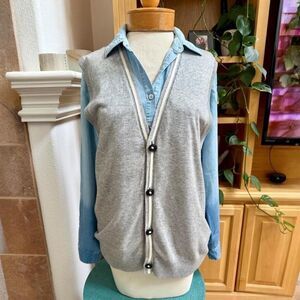 Club Monaco Cashmere Blend Sleeveless Cardigan Vest